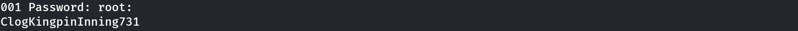 strings output on the core dump revealing a plaintext root password