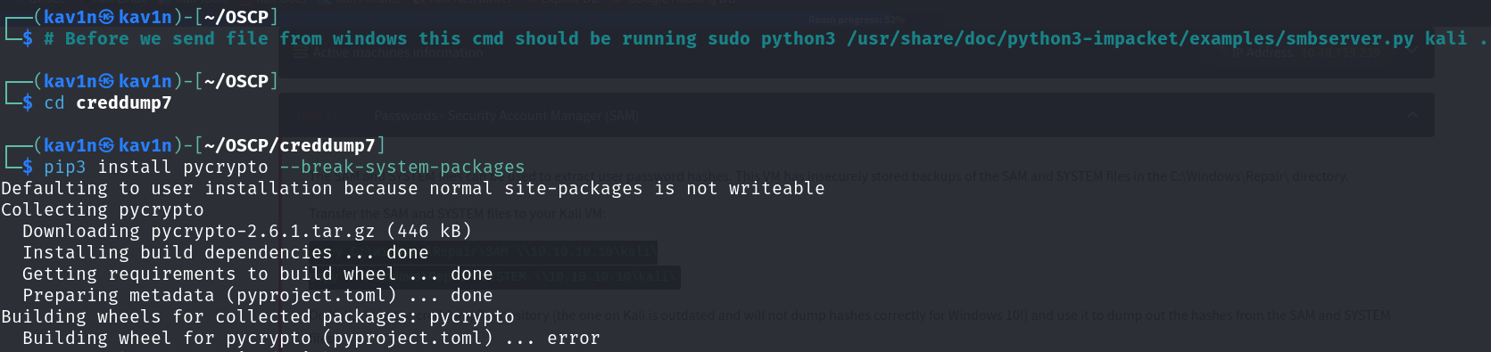 Installing creddump7's pycrypto dependency